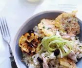 Zitronen-Makrelen-Risotto mit Parmesanchips