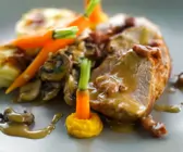 Schweinelende mit Pilzen und Kartoffelgratin