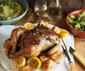 Brathähnchen und Kartoffeln