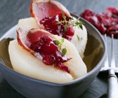 Birne mit Entenbrust-Cranberry-Füllung