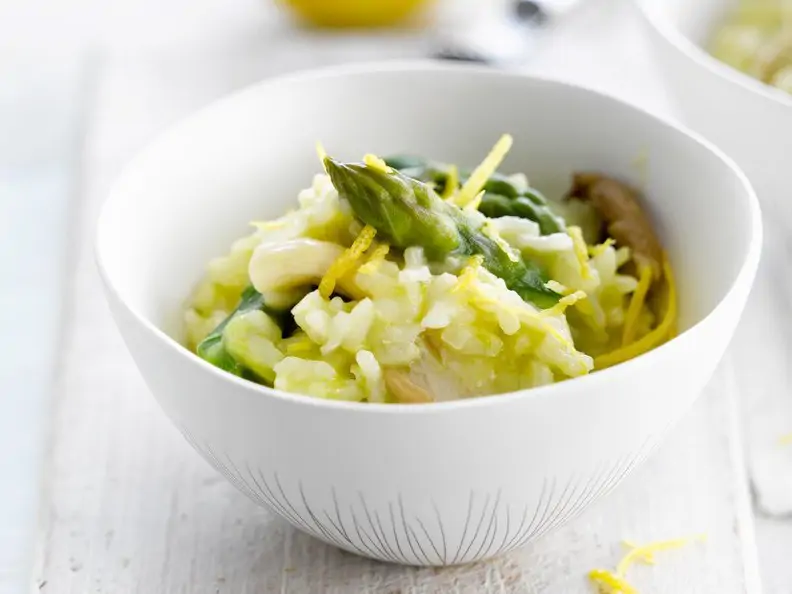 Spargelrisotto mit Champignons