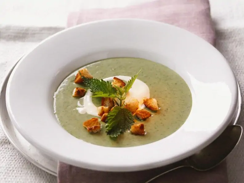 Brennesselsuppe mit Sauerrahm
