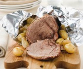 Balsamico-Rinderbraten mit Kartoffeln und Zwiebeln