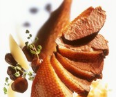 Gans mit Topinambur und Maronen