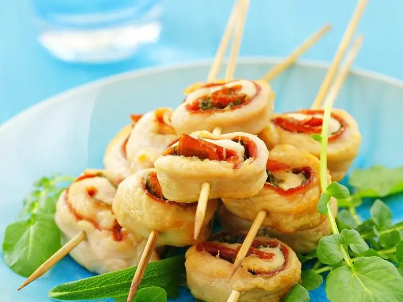 Hähnchen-Röllchen-Spieße