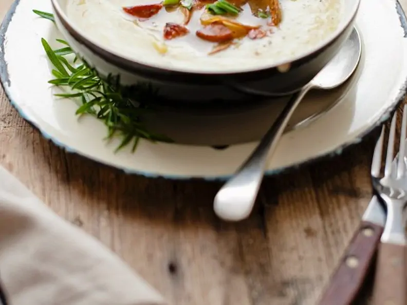 Lauchsuppe mit Chorizo