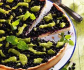 Heidelbeertarte mit Pistazien und Minzsauce