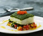 Kabeljau mit Pesto und Gemüse