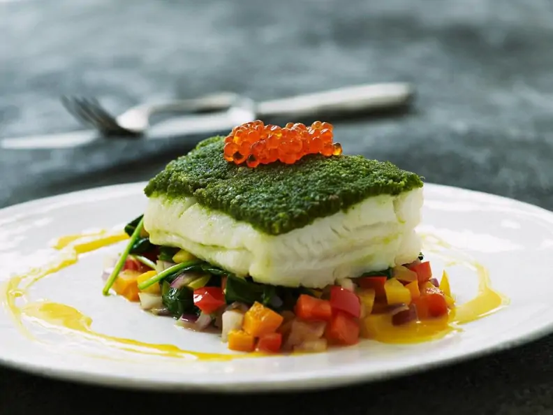Kabeljau mit Pesto und Gemüse