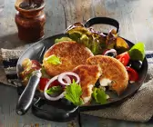 Vegetarische Bratlinge mit Dinkel und Schafskäse