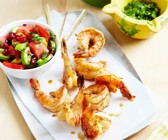 Gebackene Riesengarnelen mit Melonensalat
