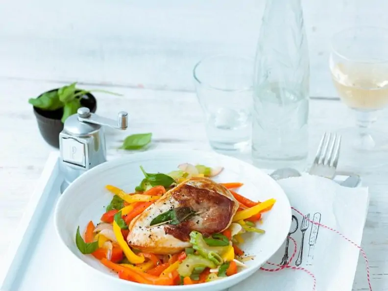 Poularden-Saltimbocca mit Paprika