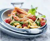 Pasta mit Bohnen und Garnelen