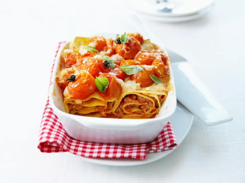 Spirallasagne mit Tomaten