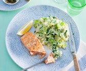 Gebratener Lachs mit Kartoffel-Lauch-Püree