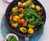 Bratkartoffeln mit Schlangenbohnen