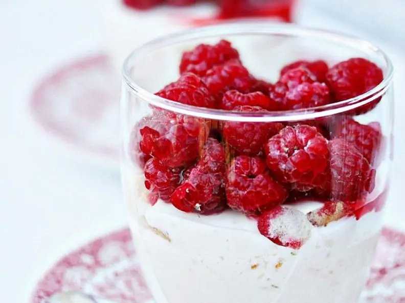 Joghurtcreme mit Himbeeren