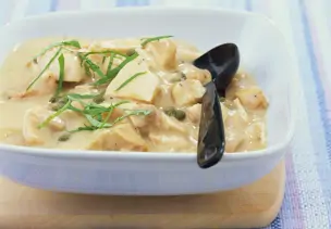 Frikassee vom Huhn mit Kapern