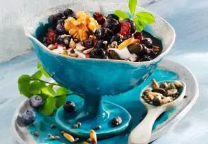 Gesunder Blaubeerquark mit Leinöl