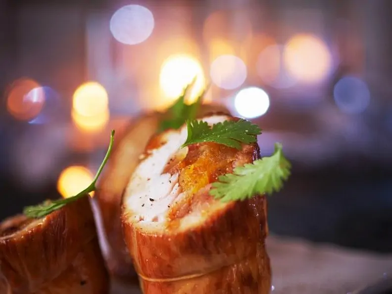 Hähnchenröllchen mit Orangenfüllung