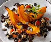 Gebackener Kürbis auf Bohnenreis für den Thermomix®