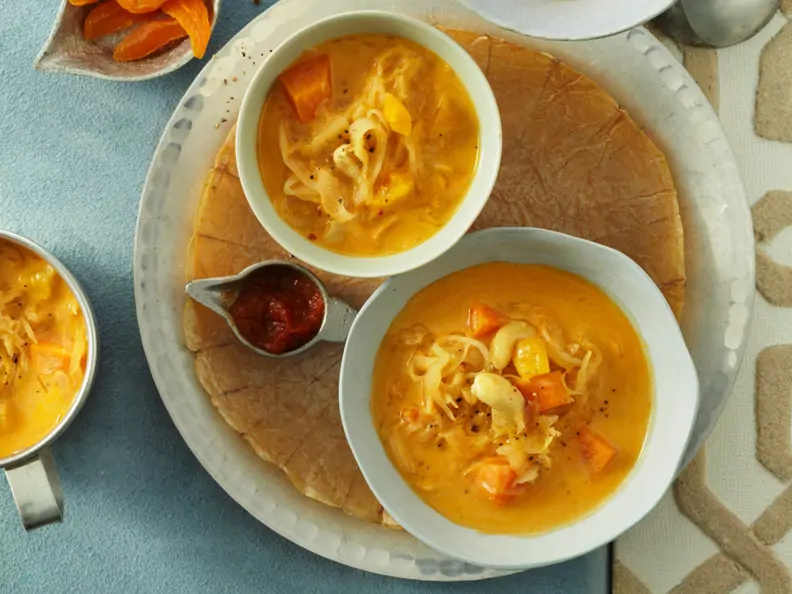 Sauerkrauteintopf mit Süßkartoffel