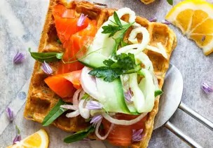 Waffeln mit Lachs