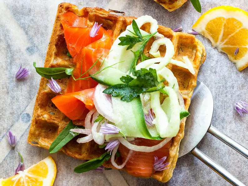 Waffeln mit Lachs