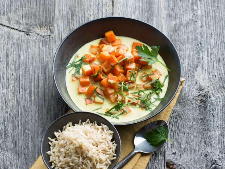 Süßkartoffel-Curry mit Basmatireis