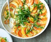 Süßkartoffelauflauf mit Rucola