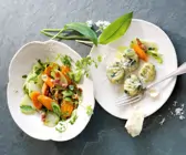Bärlauch-Gnocchi mit Kohlrabi-Möhren-Gemüse
