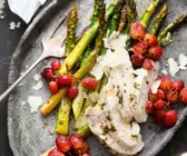 Spargel mit Hähnchenbrust vom Blech