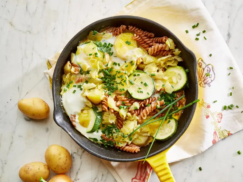 Nudel-Kartoffel-Ei-Pfanne