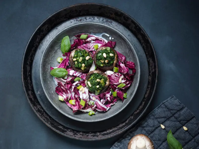Gefüllte Champignons mit Spinat 