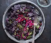 Rotkohlsalat mit Linsen und Brombeeren