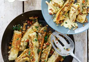 Linsenmaultaschen mit Nussbutter