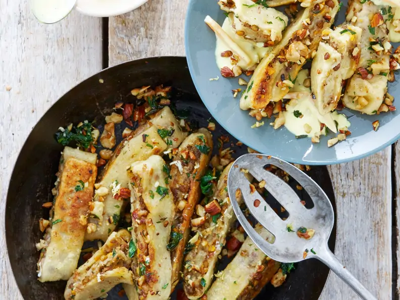 Linsenmaultaschen mit Nussbutter