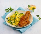 Kokos-Tofu auf Ananas-Wirsing-Gemüse
