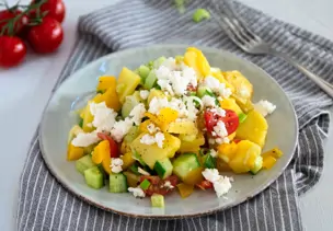 Kartoffelsalat, Paprika, Schafskäse