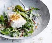 Gedämpfter Kabeljau mit Nüssen und Salat