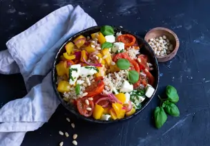 Couscous mit mariniertem Mozzarella