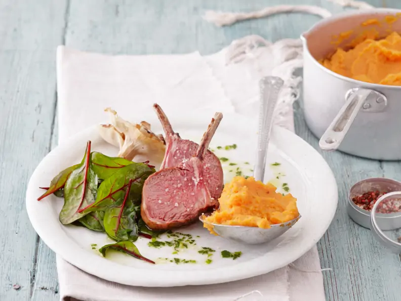 Lammkoteletts mit Süßkartoffelpüree