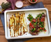 Ofenspargel mit Hüftsteak und Salsa