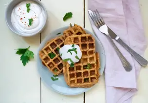 Waffeln, herzhaft, Kartoffelbrei, Resteküche
