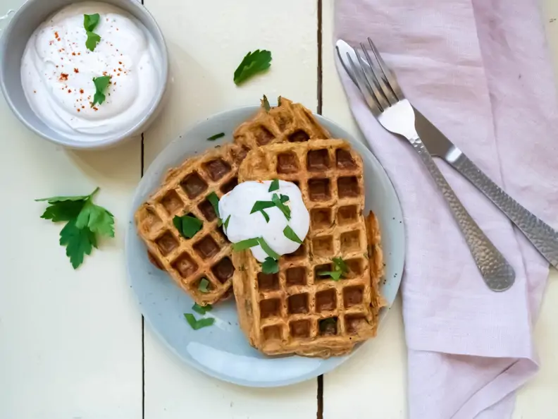 Waffeln, herzhaft, Kartoffelbrei, Resteküche