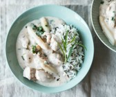 Spargel-Frikassee mit Huhn
