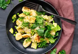 Gnocchi mit Mangold, Erbsen und Dill