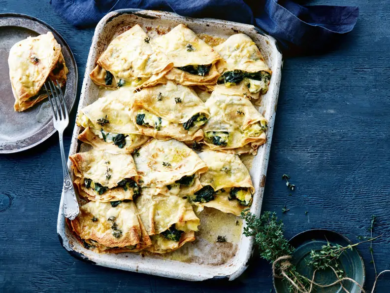 Käse-Dinkel-Crêpes mit Lauchfüllung