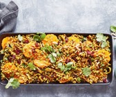Gersten-Mandarinen-Salat mit Mandeln