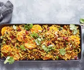 Gersten-Mandarinen-Salat mit Mandeln